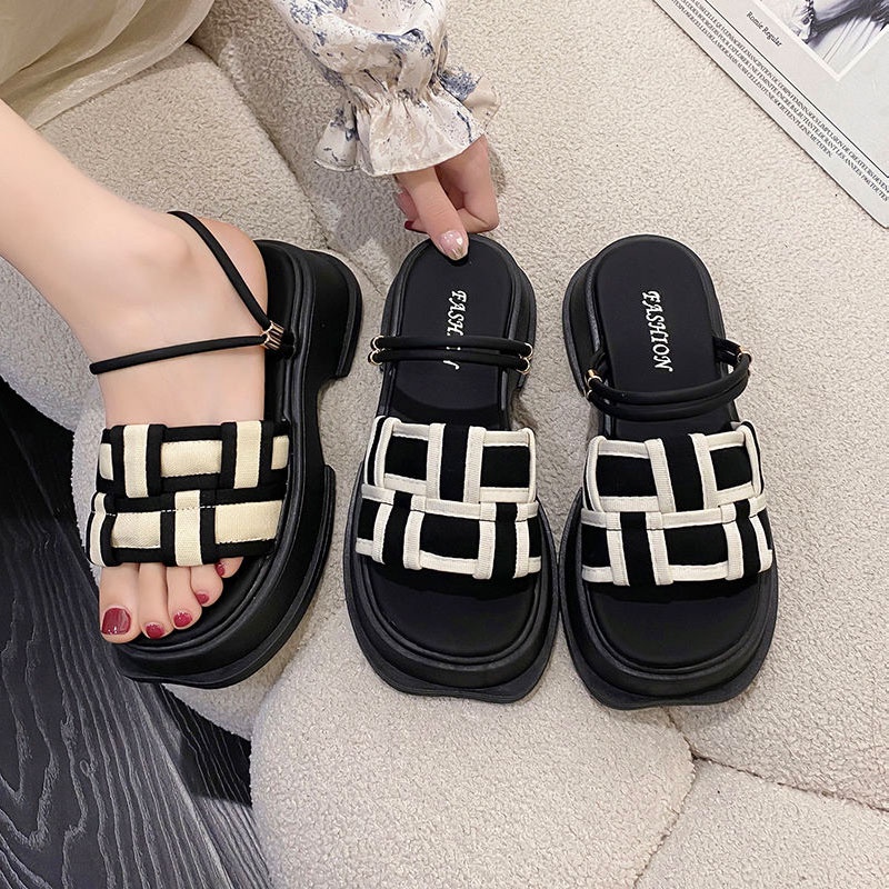 195.Xăng đan Đế Dày Thời Trang Mùa Hè Phong Cách Pháp Cho Nữ