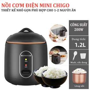 Nồi cơm điện chigo 1,2l, nồi cơm mini nấu đa năng, nấu cơm, hầm cháo, hấp, xào, luộc