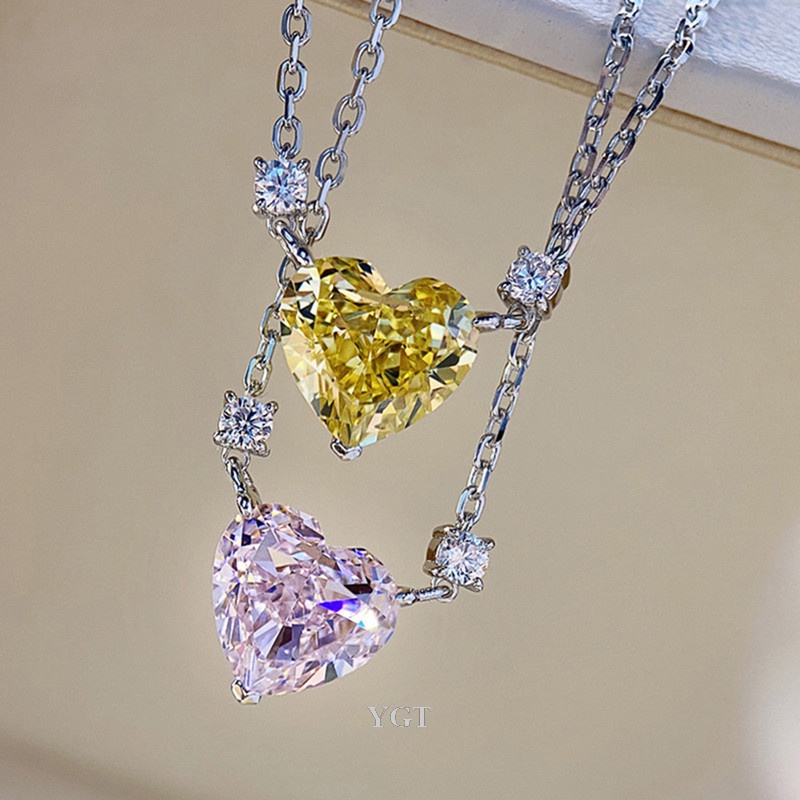 Ygt Vòng cổ Choker Bằng Thép Không Gỉ Mặt Trái Tim Đính Đá Zircon Ngọt Ngào Cho Nữ