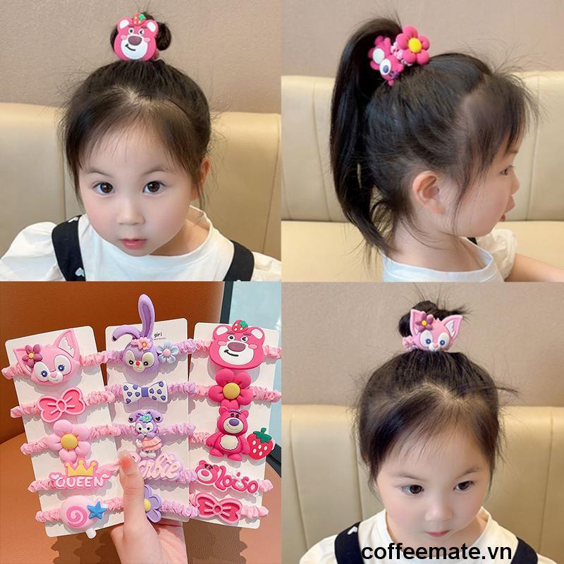 ⚡Dây Buộc Tóc Năm Mảnh Co Giãn Cao Hình Gấu Dâu Tây Dễ Thương