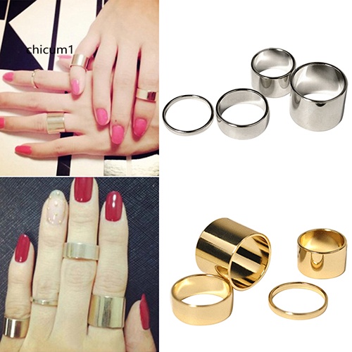 Set 4 Nhẫn Đeo Khớp Ngón Tay Kim Loại Thời Trang Nữ