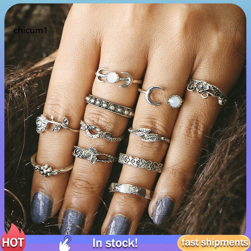 Set 11 Nhẫn Đeo Khớp Ngón Tay Phong Cách Retro