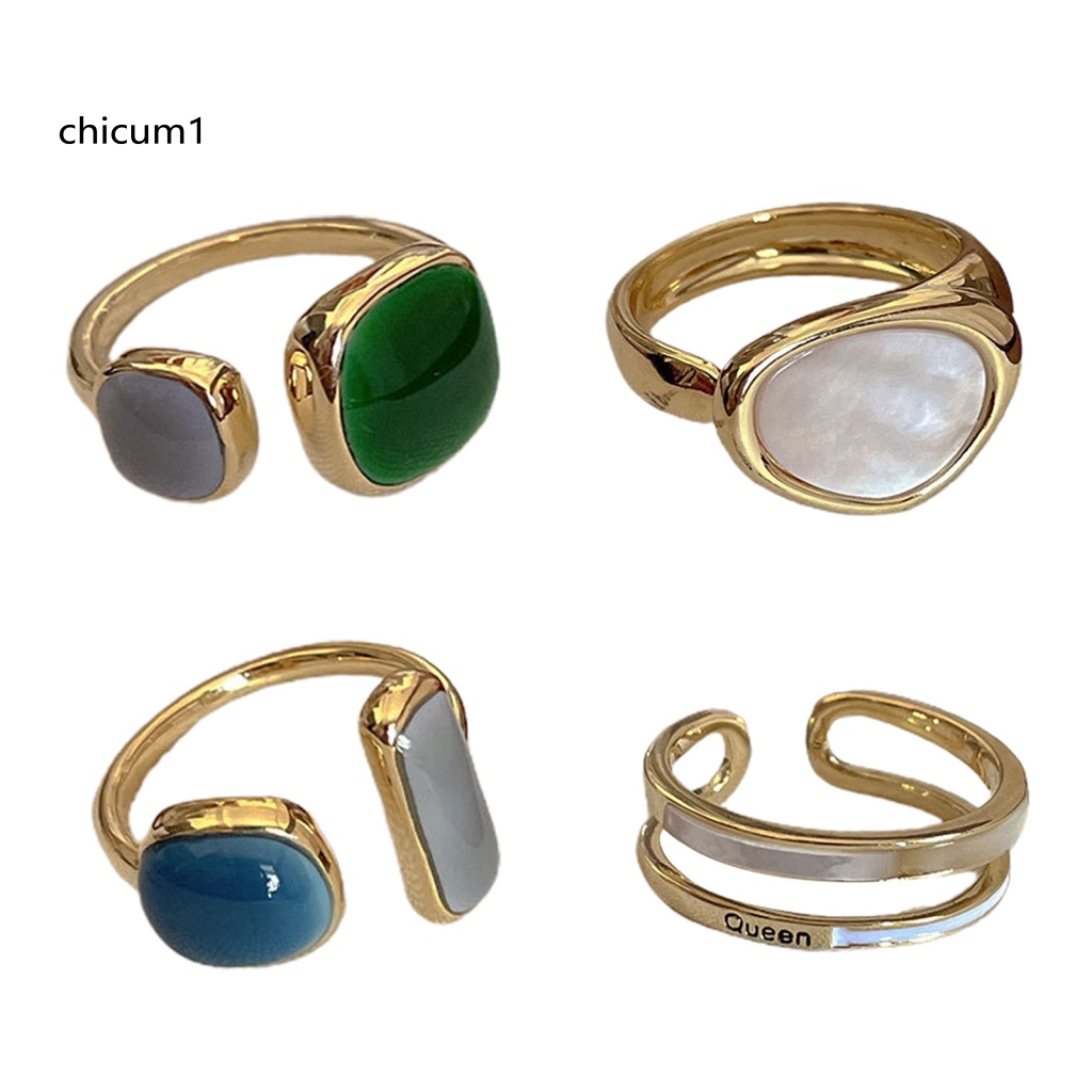 Nhẫn Đeo Ngón Tay CC Kiểu Hình Học Phong Cách Nhật Bản Tinh Tế Có Thể Điều Chỉnh