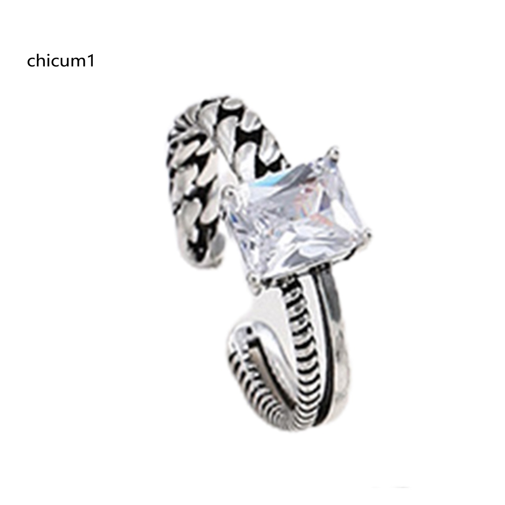 Nhẫn Cặp Đính Đá Nhân Tạo Thiết Kế Mở Dễ Dàng Điều Chỉnh Thời Trang