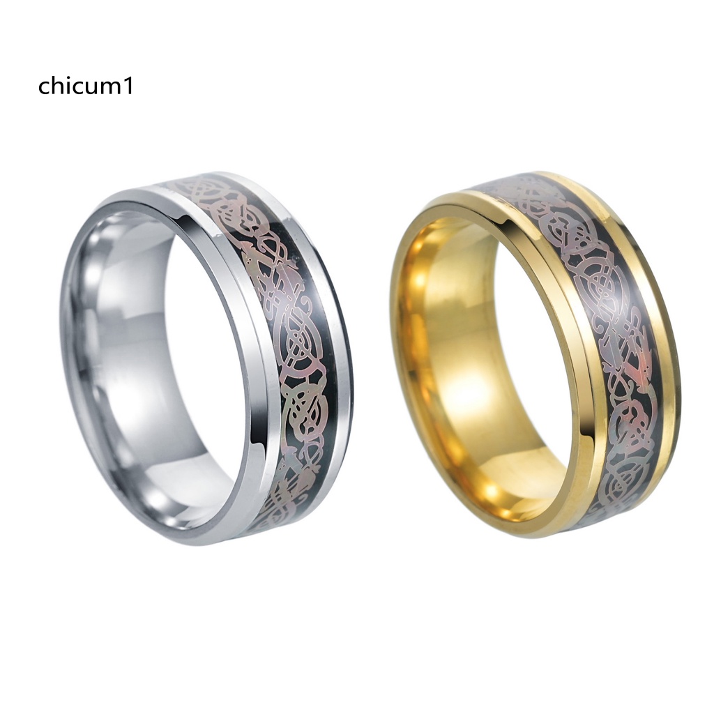 Nhẫn Mạ Thép Titan Nhẹ In Họa Tiết Nhiều Màu Sắc Chống Phai Màu Nhỏ Gọn Tinh Tế Thời Trang Cho Nam