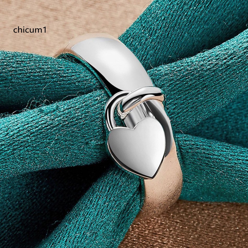 Nhẫn Hợp Kim Không Gỉ Mặt Khóa Trái Tim Thời Trang Cho Nữ