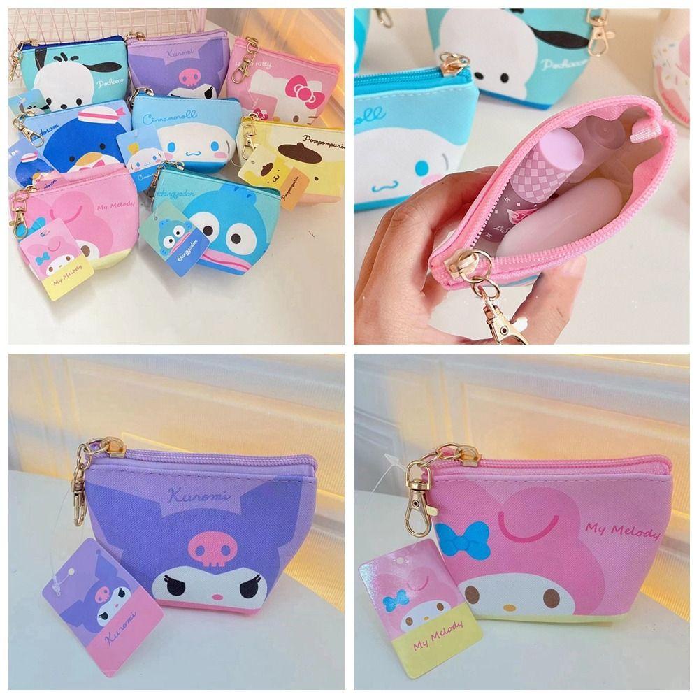 DANES Ví Đựng Tiền Xu Mini Bằng Da Pu In Họa Tiết Hoạt Hình Kuromi Dễ Thương Cho Nữ