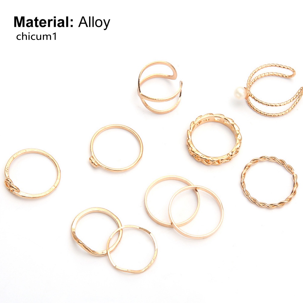 Set 10 Nhẫn Đeo Khớp Ngón Tay Phong Cách Vintage Cho Nữ