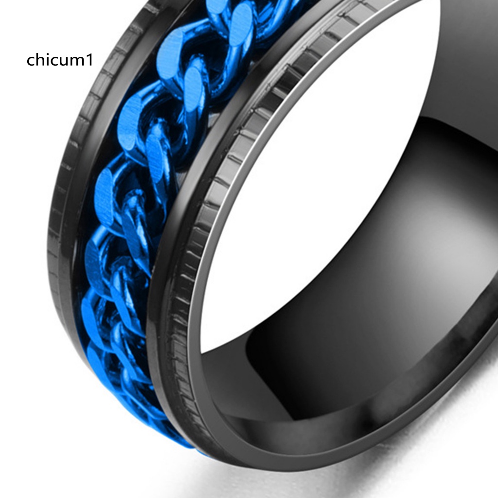 Nhẫn Thời Trang Kiểu Dây Xích Dát Đá Bóng Đơn Giản Cho Nam