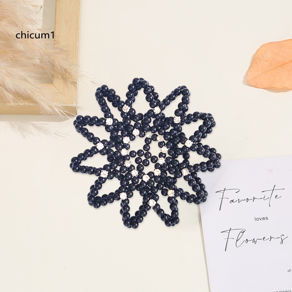 Kẹp Tóc Lưới Đính Đá Ngọc Trai Giả Lấp Lánh Chống Trượt Cho Nữ