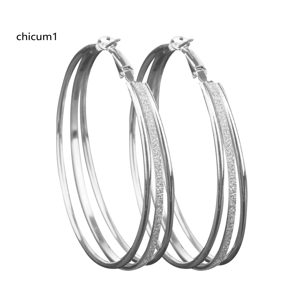 Khuyên Tai Dạng Vòng Nhiều Lớp Mặt Nhám Thời Trang Dự Tiệc Cho Nữ