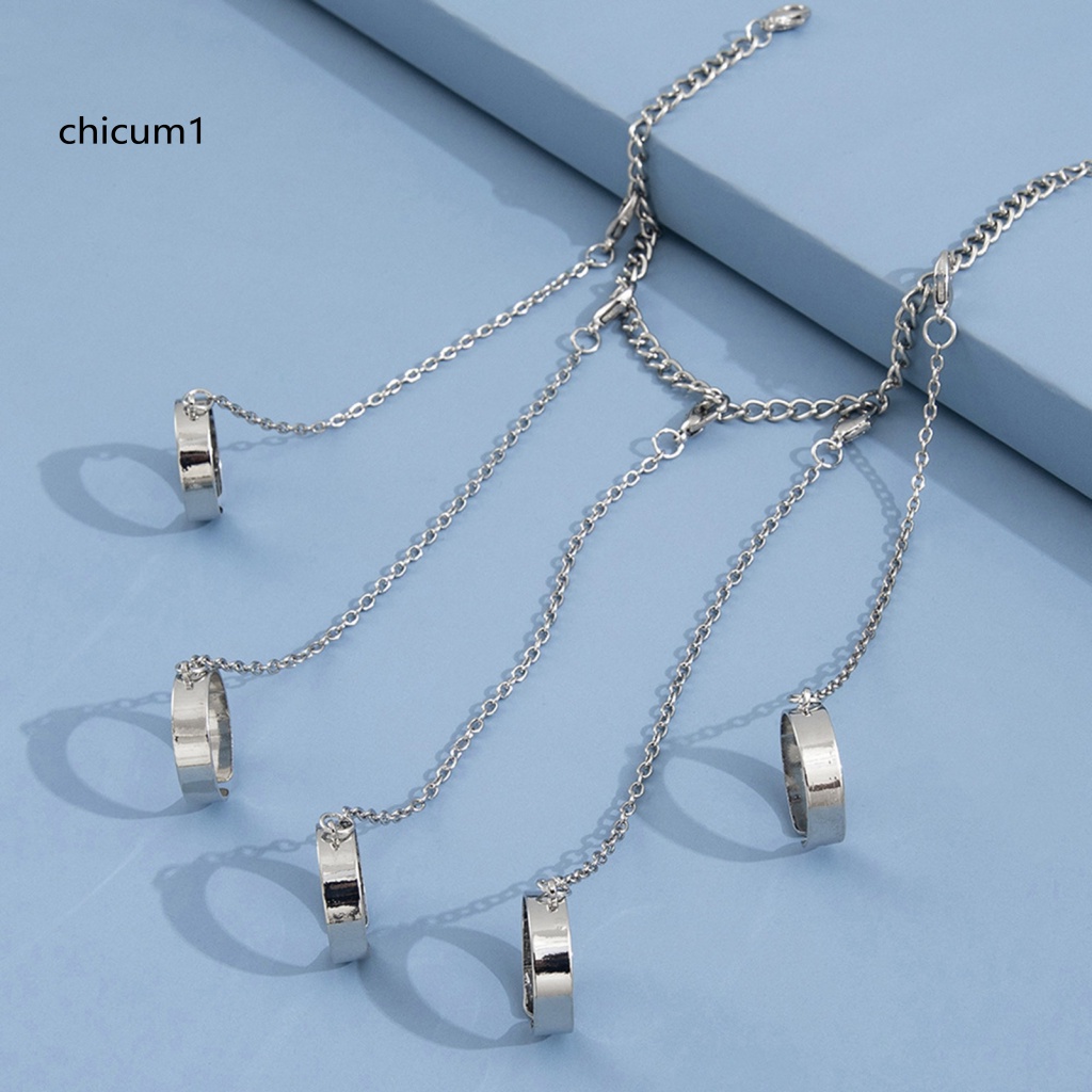 Vòng Tay Kèm Nhẫn Dạng Mở Phong Cách Punk Unisex