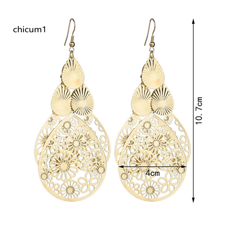 1 Cặp Khuyên Tai CC 1 Cặp Mặt Hình Học Rỗng Họa Tiết Hoa Giọt Nước Thời Trang Cho Nữ