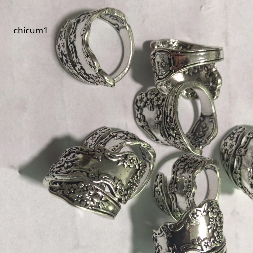 Nhẫn Dạng Mở Mạ Điện Họa Tiết Hoa Hình Học Không Phai Màu Phong Cách Vintage