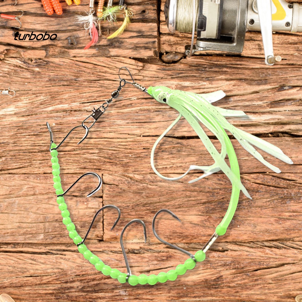 Turbobo Dây Móc Câu Cá 5 Móc Bằng Thép Sắc Bén Phát Sáng Trong Bóng Tối Hình Bạch Tuộc Nhiệt Đới
