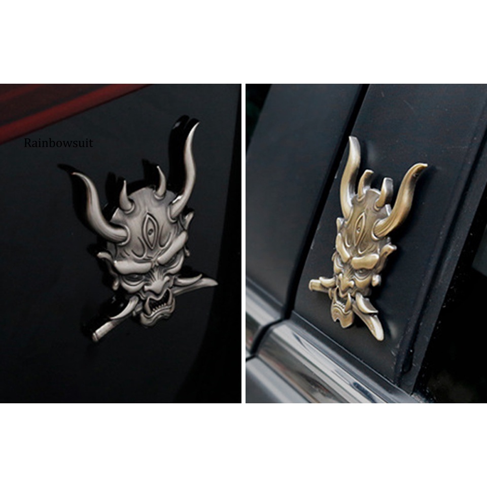 Miếng Dán Trang Trí Xe Hơi Tự Dính Chống Thấm Nước Hình Đầu Lâu Chiến Binh Nhật Bản 3D Sáng Tạo