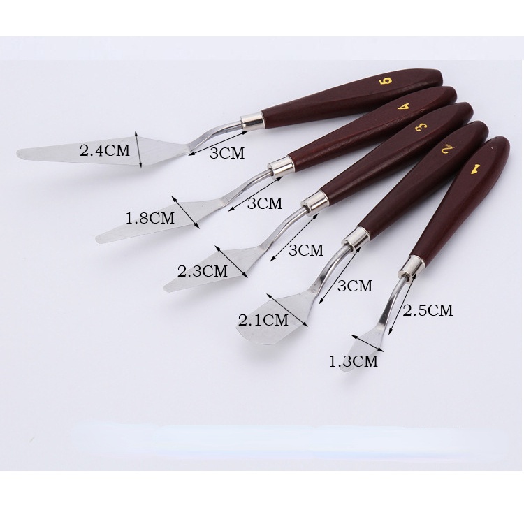 Set 5 Dao Trộn Màu Bằng Thép Không Gỉ Chuyên Dụng Cho Họa Sĩ