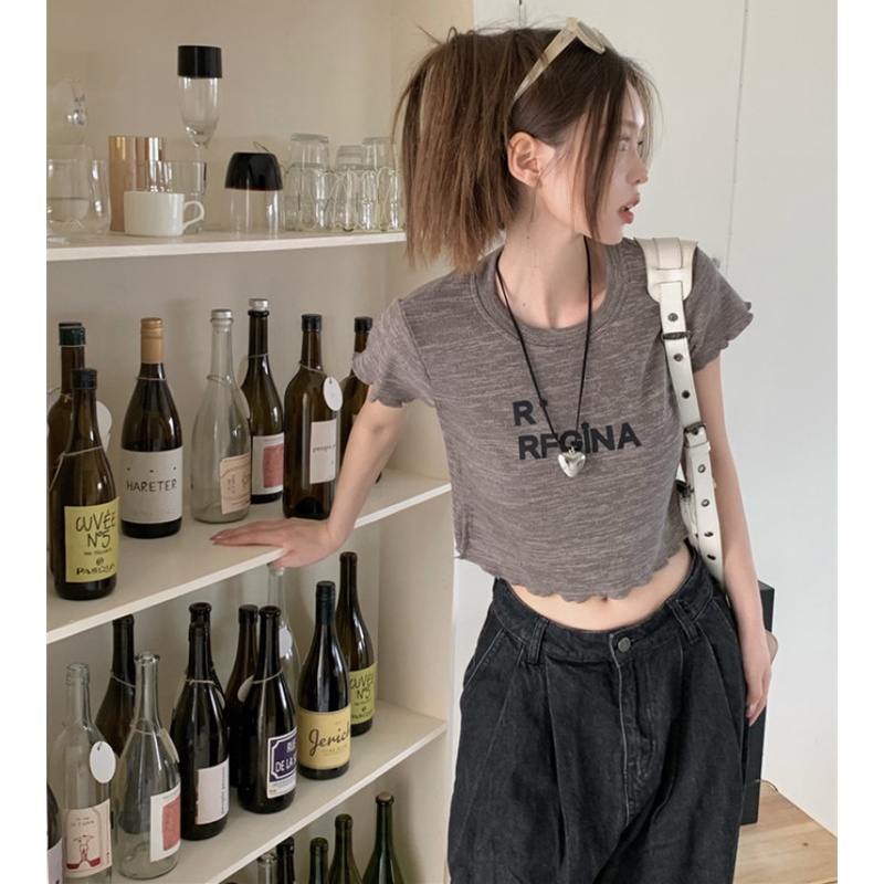 Áo Thun Ngắn Tay Cổ Tròn In Chữ Cá Tính Thời Trang