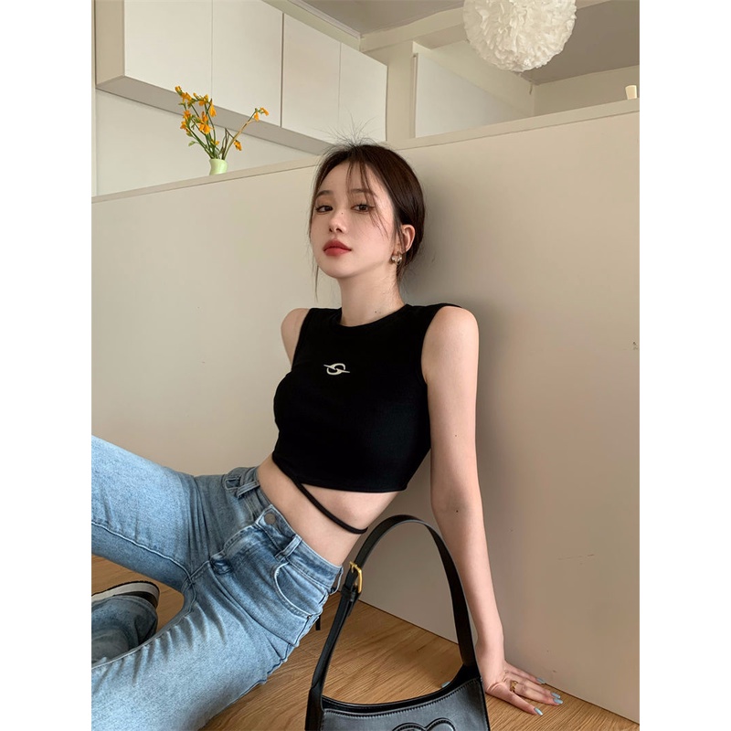 Áo Thun Sát Nách Thể Thao Màu Đen 2FCW Thời Trang Mùa Hè Cho Bạn Gái