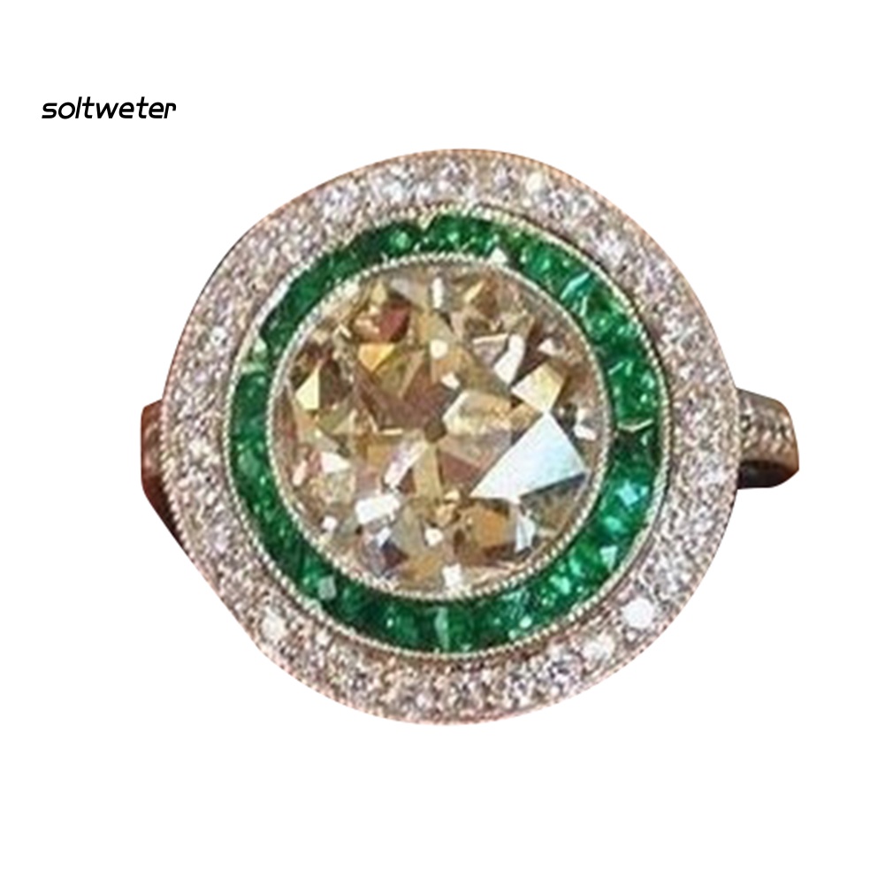 Nhẫn Đính Hôn Đính Đá Tròn Lớn Nhiều Màu Thời Trang Cho Nữ