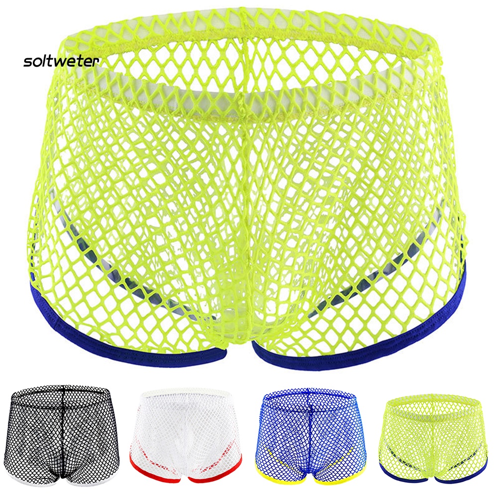 Quần Lót Boxer Lưng Thấp Phối Lưới Thoáng Khí Thời Trang Quyến Rũ Cho Nam
