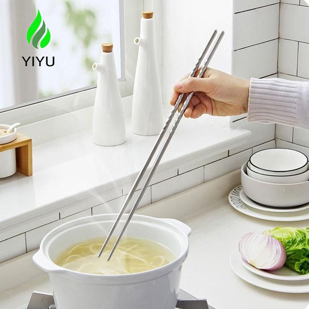 YIYU Đôi Đũa Dài Bằng Thép Không Gỉ Có Thể Tái Sử Dụng