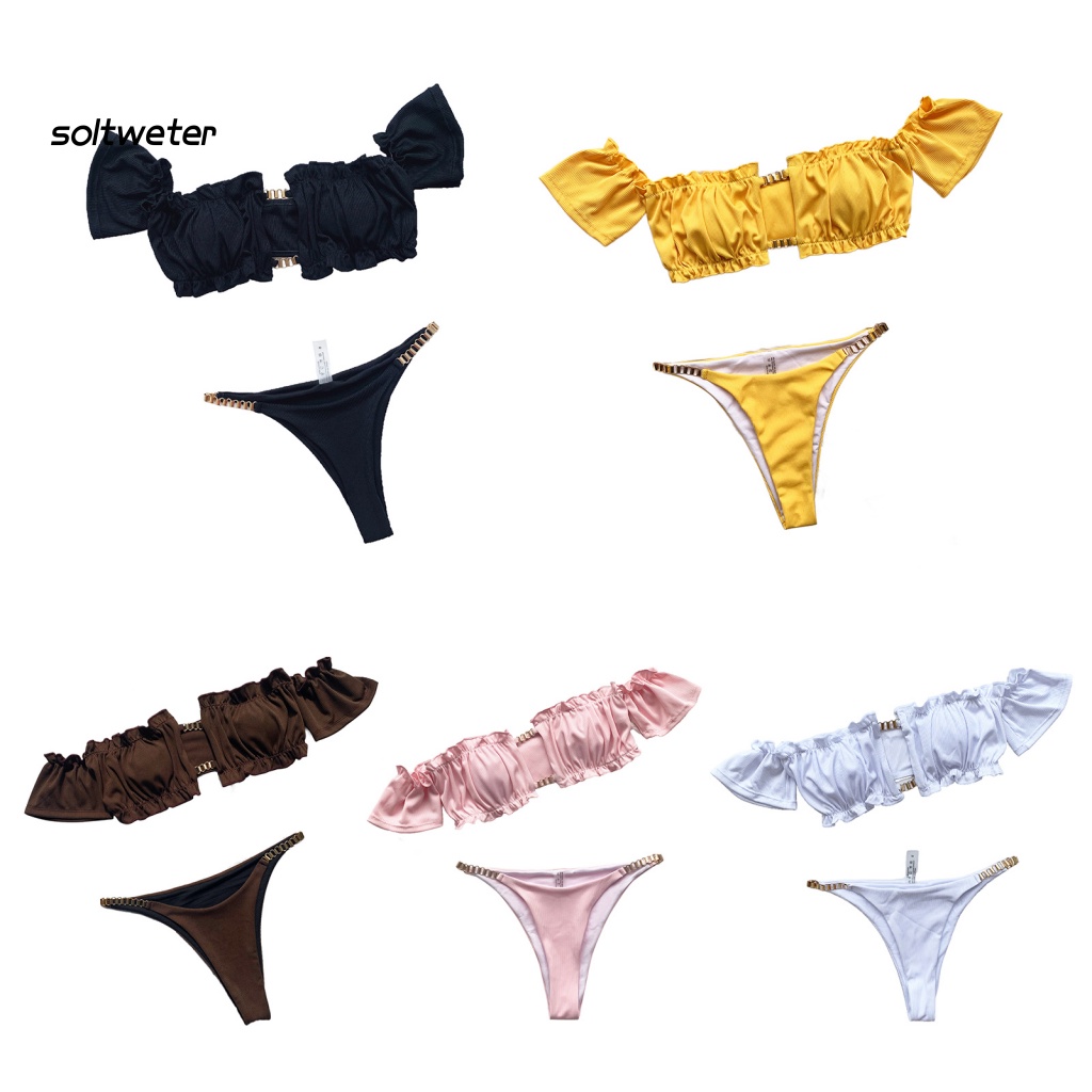 Bộ Bikini 2 Mảnh Màu Sắc Thời Trang Gợi Cảm Cho Nữ