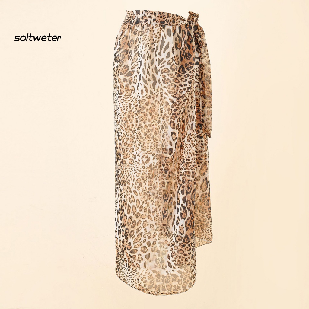 Chân Váy Quấn Bikini Màu Nhuộm Gradient Họa Tiết Da Báo Quyến Rũ