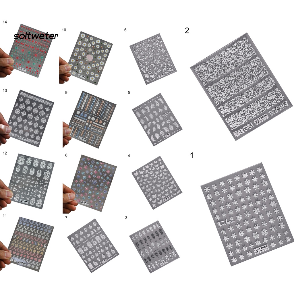 Miếng Dán Họa Tiết Hoa Hồng Dập Nổi 5D Nhiều Hình Dạng Không Phai Màu Trang Trí Móng Tay