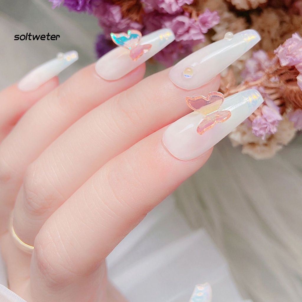 Bộ 30 Phụ Kiện Trang Trí Móng Tay Hình Bướm 3D Nhiều Màu Sắc