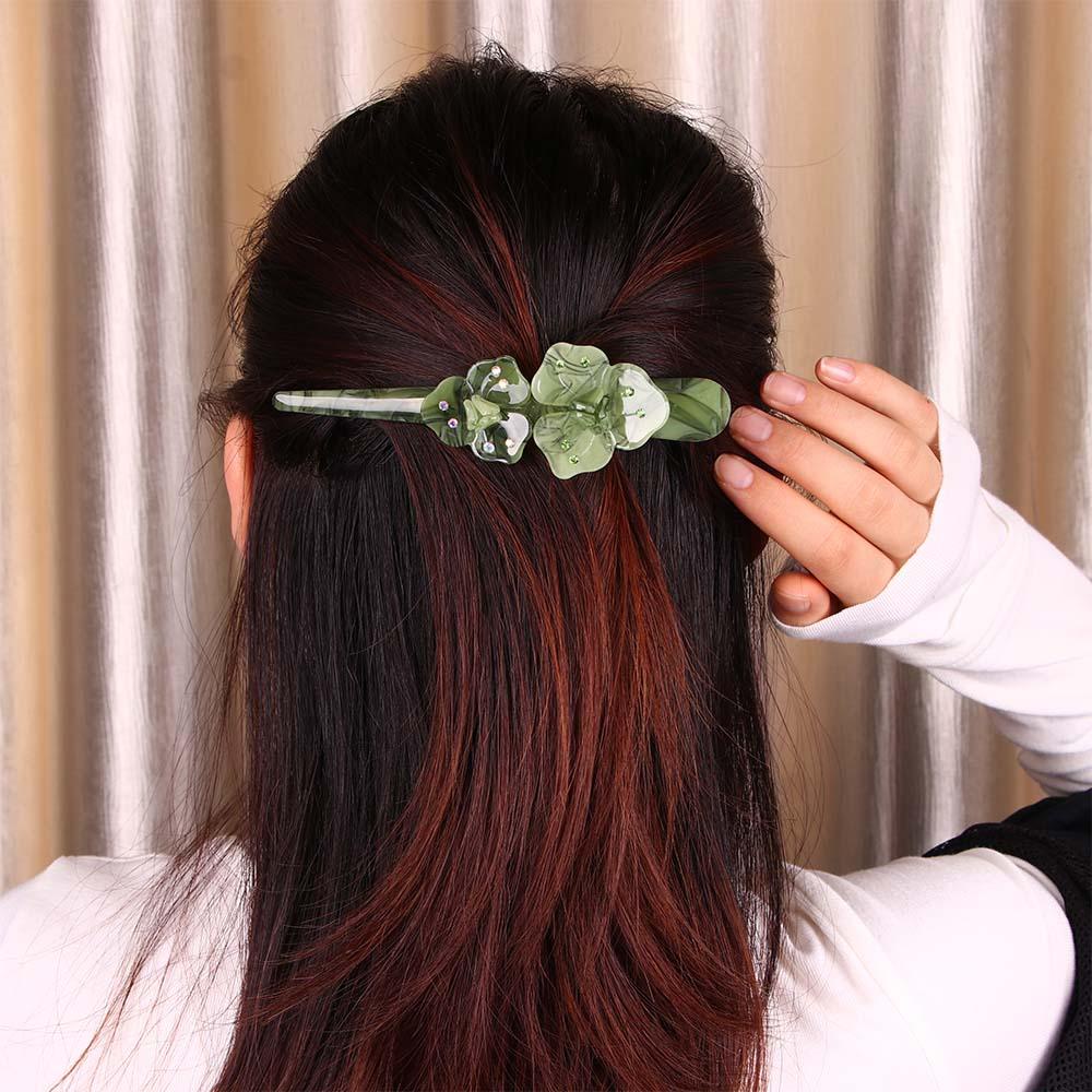 ANEMONE Kẹp Tóc Trang Điểm Dài 14cm Bằng Acrylic Hình Hoa