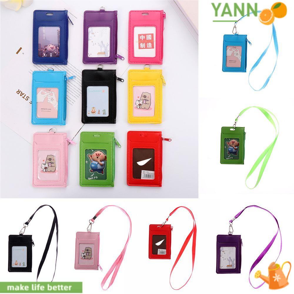 YANN1 Ví Da Giả Nhiều Màu Có Khóa Kéo Và Dây Đeo
