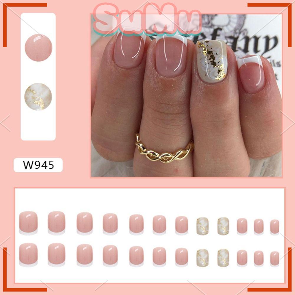 SUMU Bộ Móng Tay Giả Ngắn Đầu Vuông Thời Trang Cho Nữ