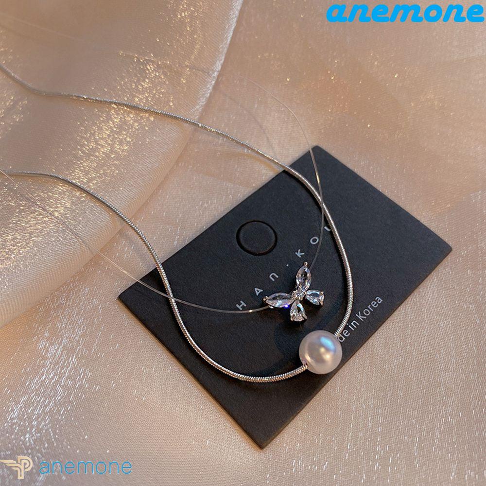 ANEMONE Vòng Cổ Choker Hai Lớp Mặt Hình Bướm Ngọt Ngào Cho Nữ