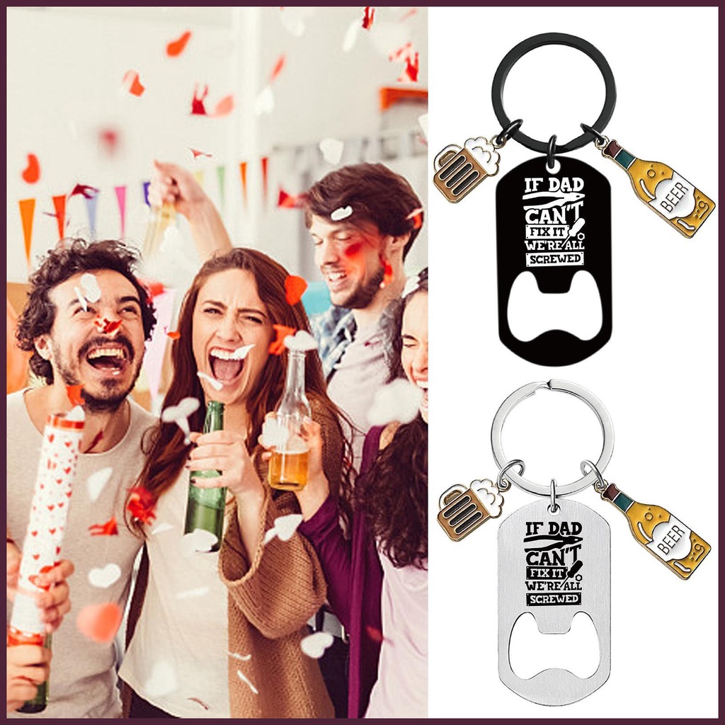 Dụng Cụ Mở Nắp Chai Bằng Thép Không Gỉ Có Móc Khóa Khắc Chữ Dad on Christmas