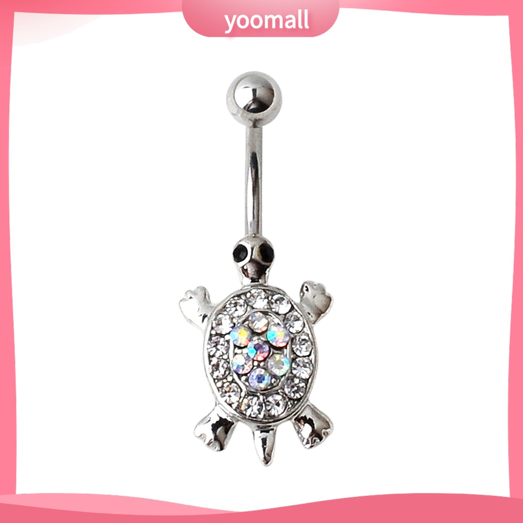 Khuyên Rốn Hình Rùa Đính Đá Nhiều Màu Dễ Thương 16G