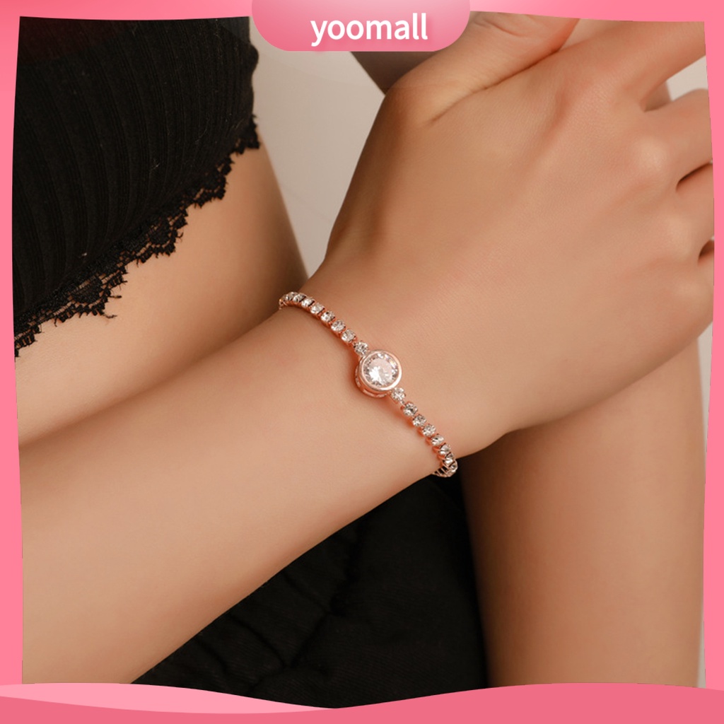 Vòng Tay Đính Đá Zircon Hình Trái Tim Lấp Lánh Phong Cách Hàn Quốc Cho Nữ