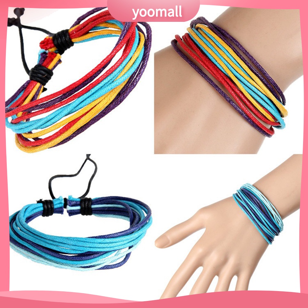 Vòng Tay Dây Sáp Nhiều Lớp Phong Cách Dân Tộc Hợp Thời Trang Cho Nam Và Nữ