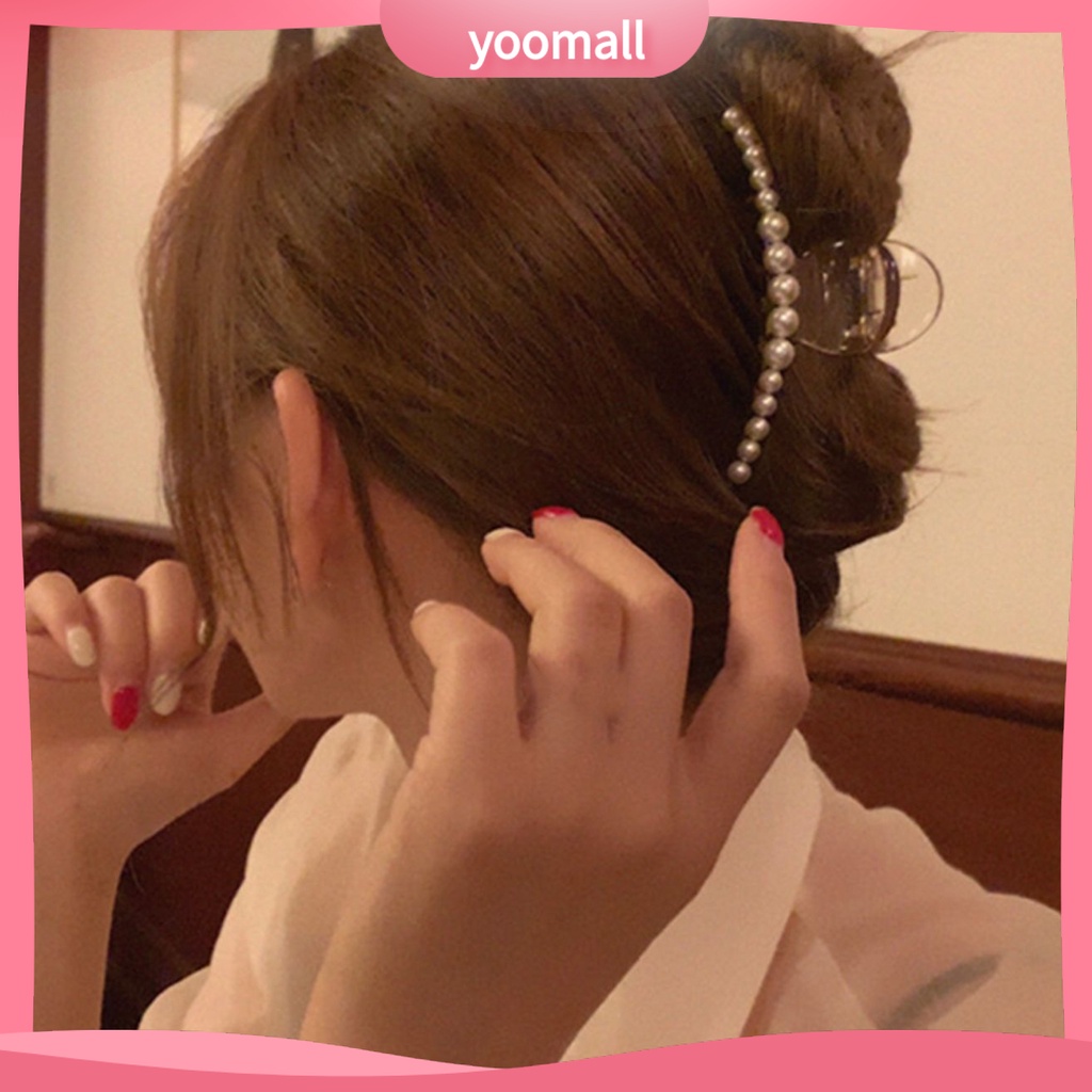 Kẹp Tóc Càng Cua Lớn Bằng Nhựa Đính Ngọc Trai Nhân Tạo Xinh Xắn