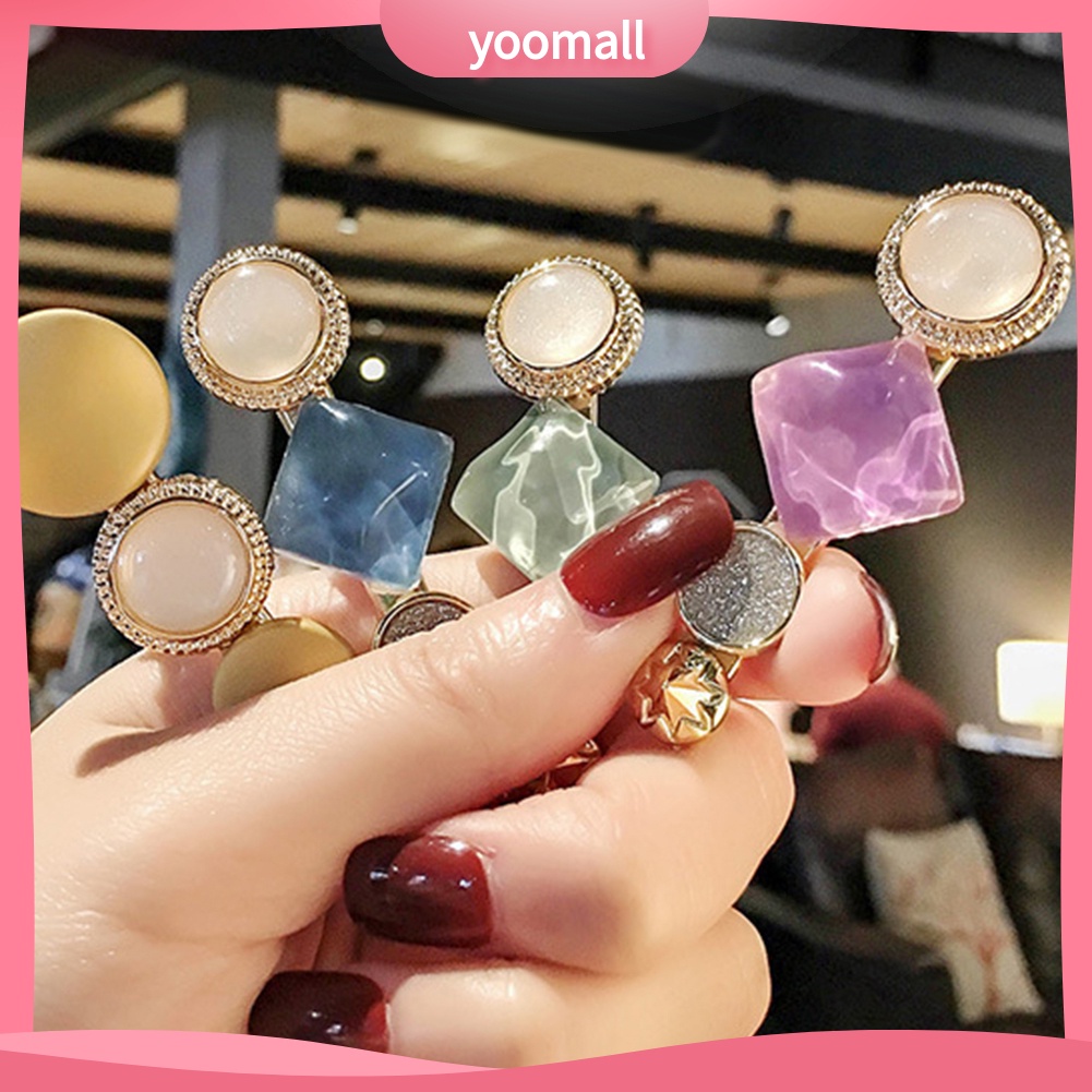 Kẹp Tóc Nữ Hình Tròn / Vuông Kiểu Dáng Thời Trang