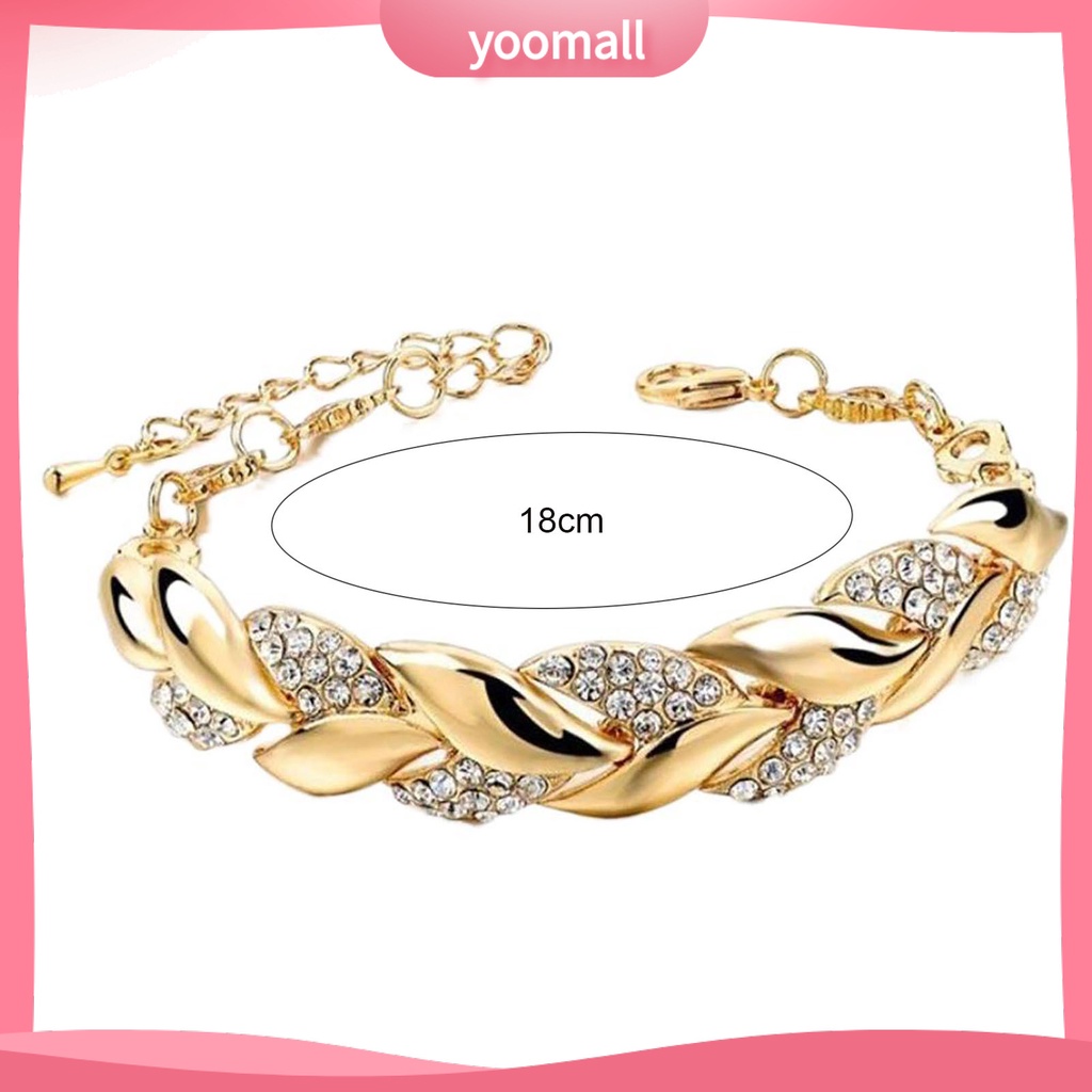 Vòng Tay Hình Chiếc Lá Đính Đá Có Thể Điều Chỉnh Kích Thước Cho Nữ