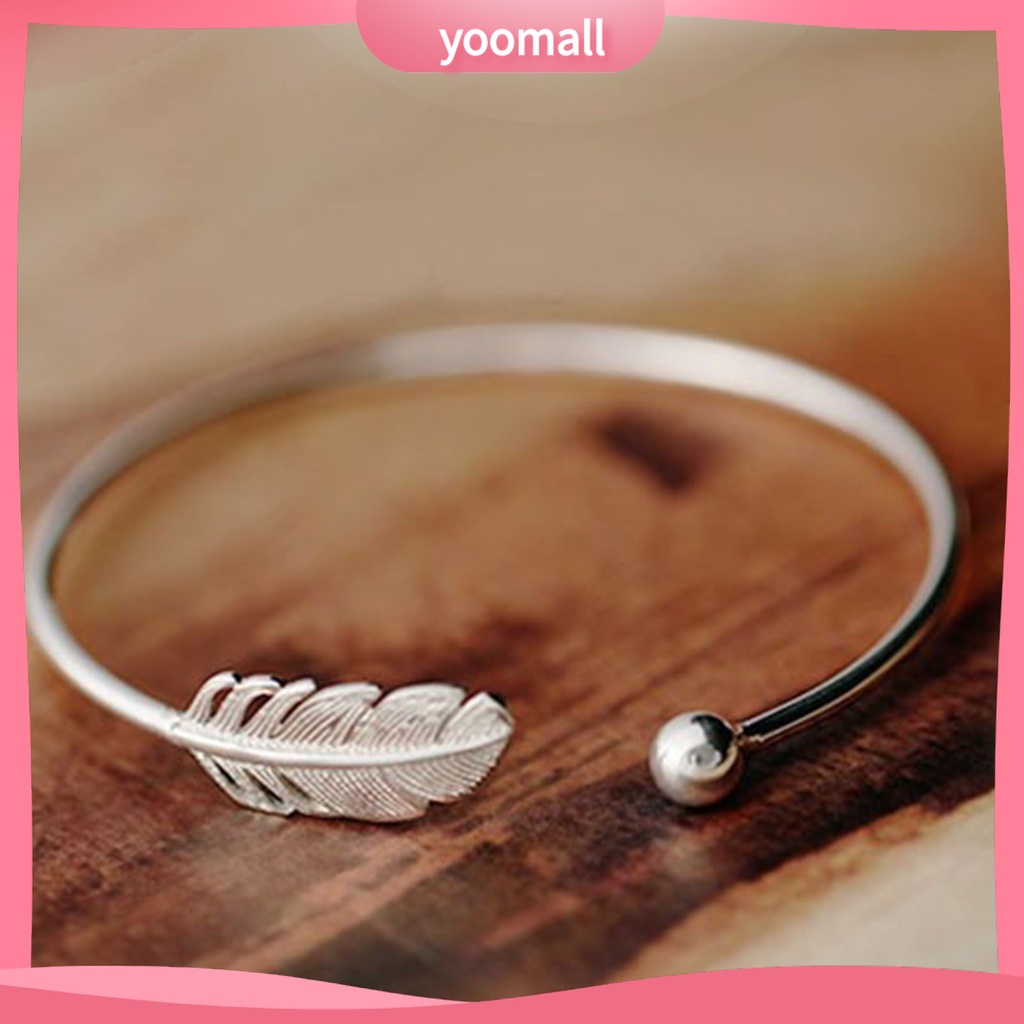 Vòng Đeo Tay Hình Tròn Màu Bạc Họa Tiết Lông Vũ Màu Sắc Tùy Chỉnh Thời Trang Cho Ngày Valentine