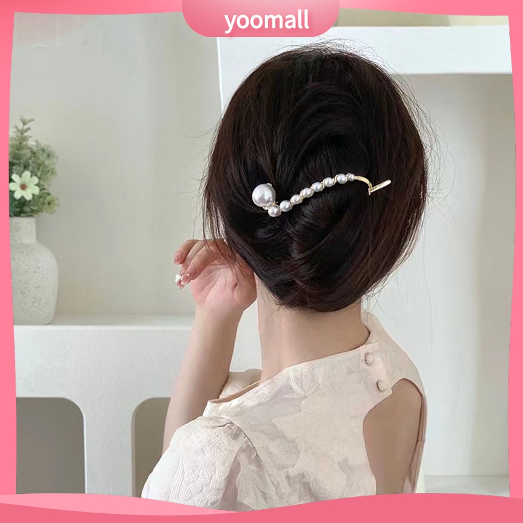 Kẹp Tóc Hình Chữ S Đính Ngọc Trai Giả Mạ Vàng Chống Trượt Cho Nữ