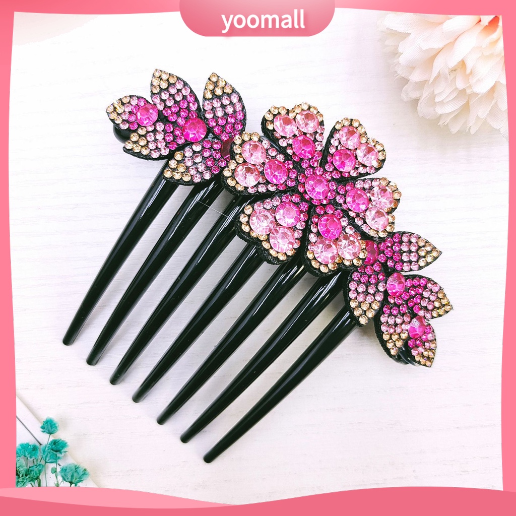 Lược Cài Tóc Đính Đá Chống Trượt Phong Cách Hàn Quốc Cho Cô Dâu