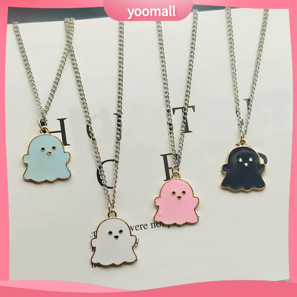 [YM] Vòng cổ Mạ Điện Mặt Hình Con Ma Hoạt Hình Dễ Thương Phù Hợp Làm Quà Halloween Cho Nam Và Nữ