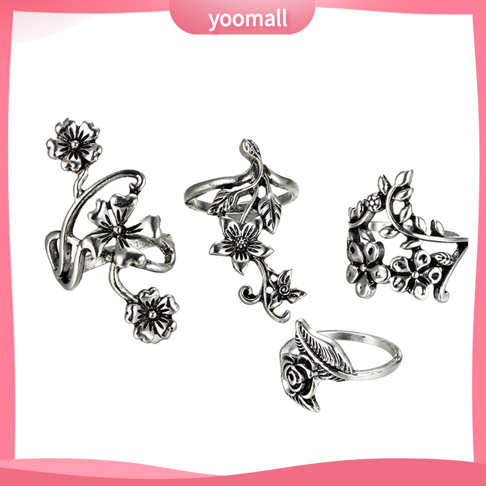 Bộ Nhẫn Hình Hoa Lá Phong Cách Vintage Thời Trang Cho Nữ