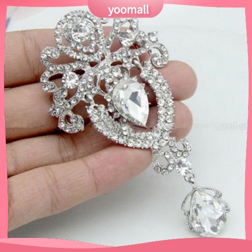 Ghim Cài Áo Hình Vương Miện Lớn Đính Đá Pha Lê Cho Cô Dâu