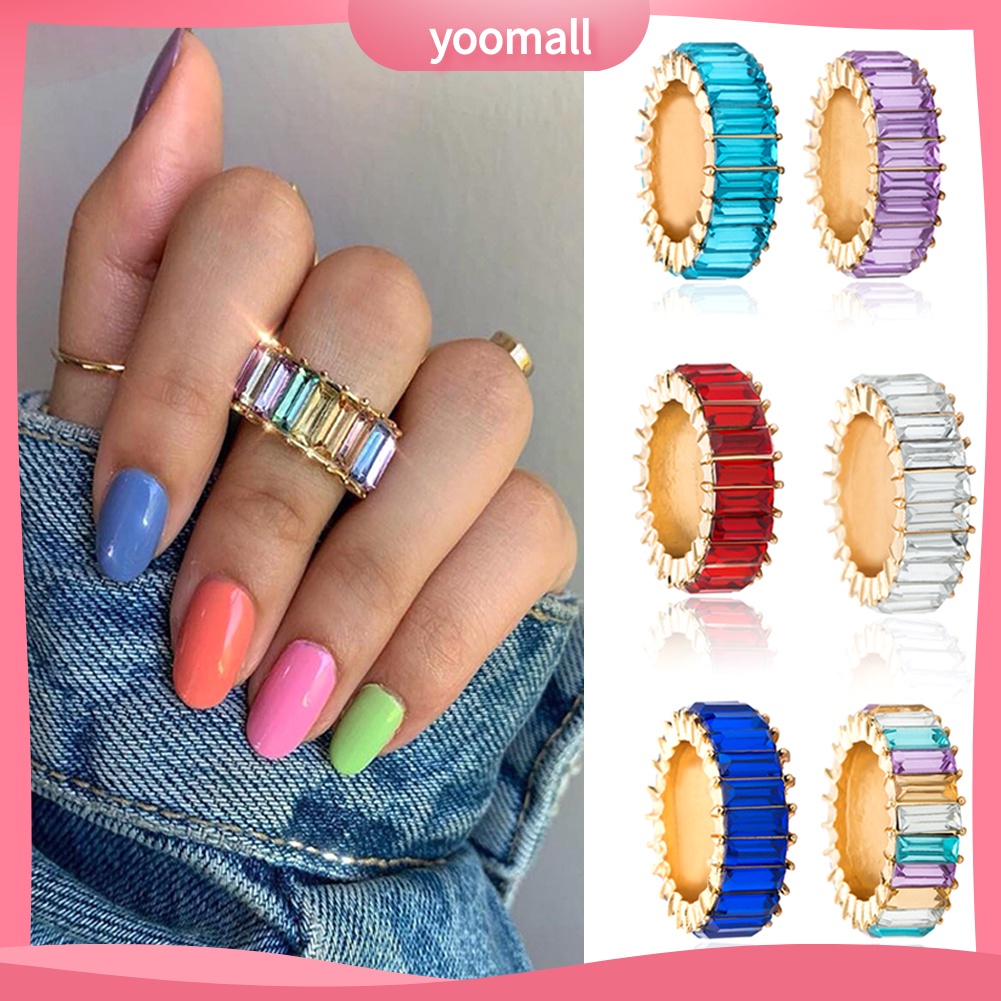 Nhẫn Đính Đá Zirconia Hình Vuông Toàn Diện Dành Cho Nữ