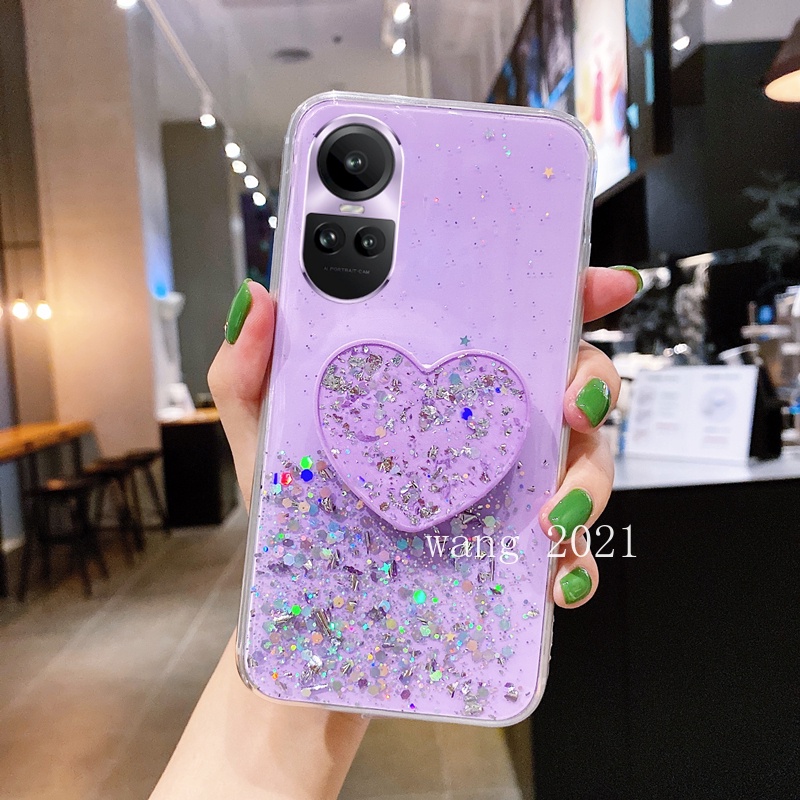 Ốp Điện Thoại Mềm Hình Ngôi Sao Lấp Lánh Có Giá Đỡ Cho OPPO Reno10 Reno10 Pro + Plus 5G 2023 OPPOReno10 Pro 5G