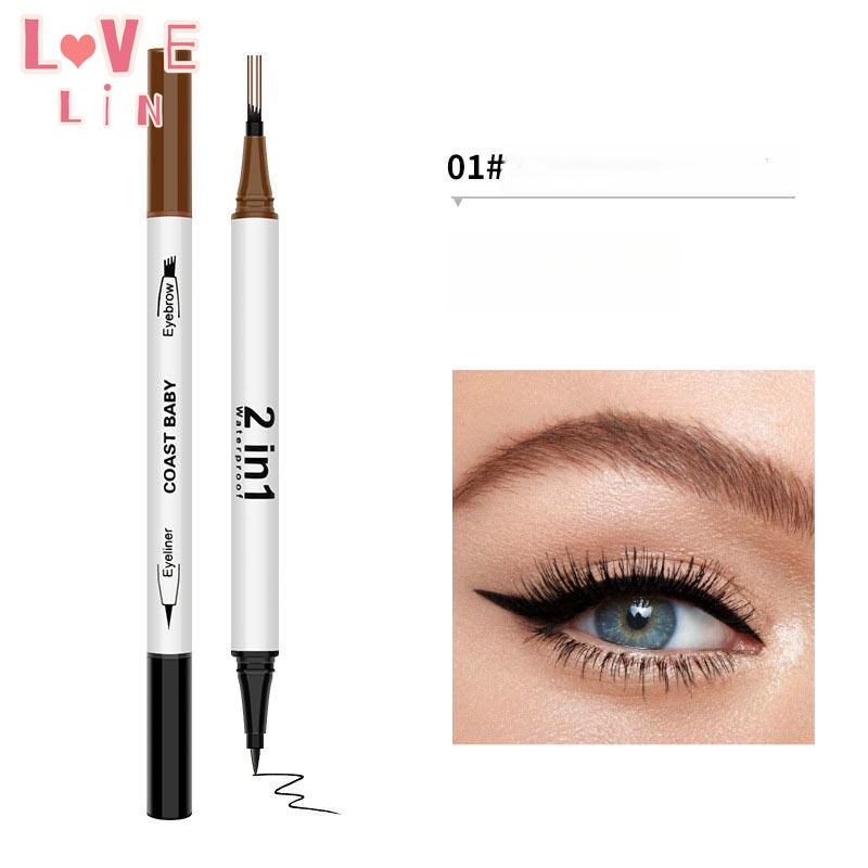 Bút Kẻ Lông Mày Kiêm Bút Kẻ Mắt Dạng Lỏng Hai Đầu Màu Đen Kháng Nước Và Không Nhòe Bobeni